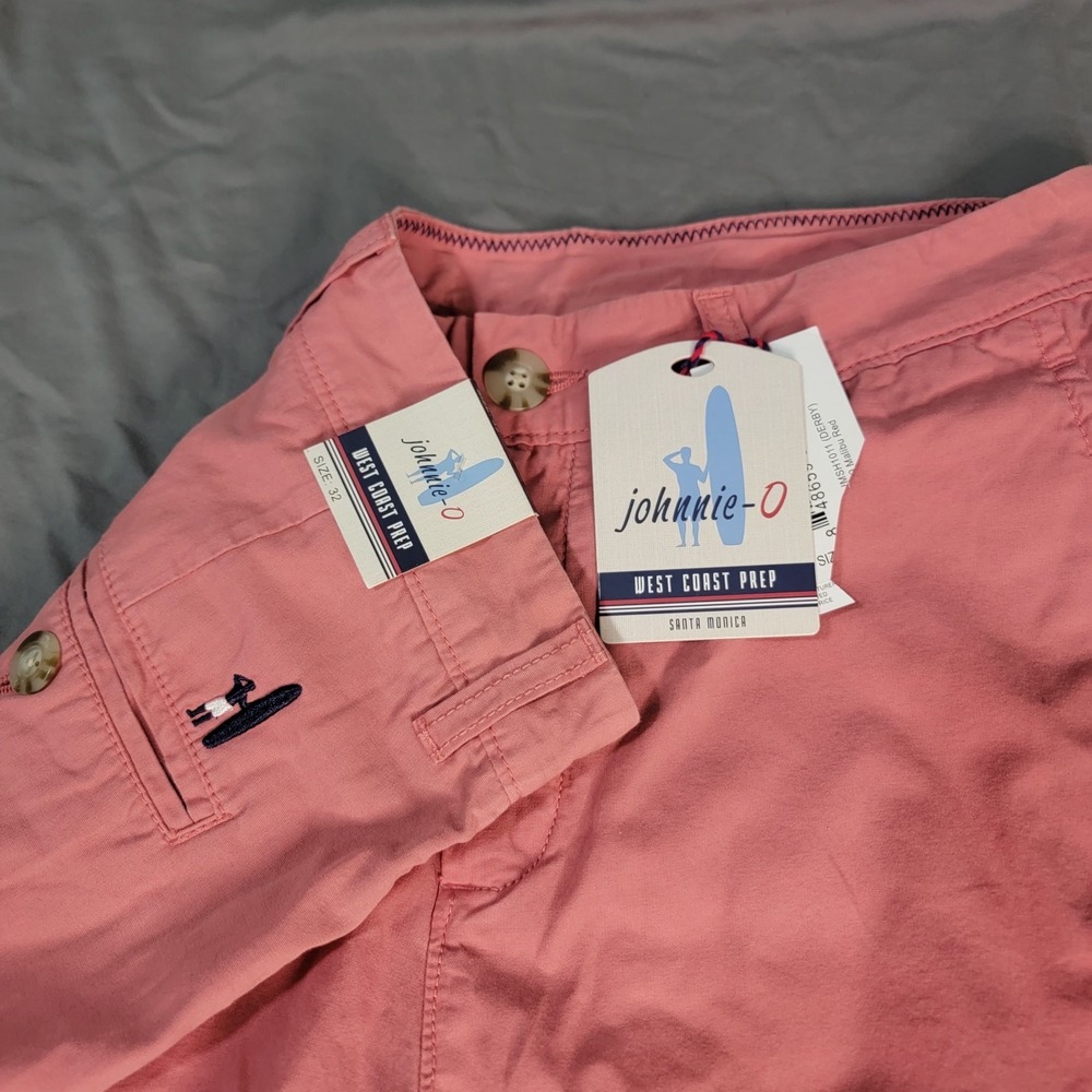 New Johnnie O Shorts Men's 32 Malibu Red   JMSH 1011 11" Inseam Outdoors